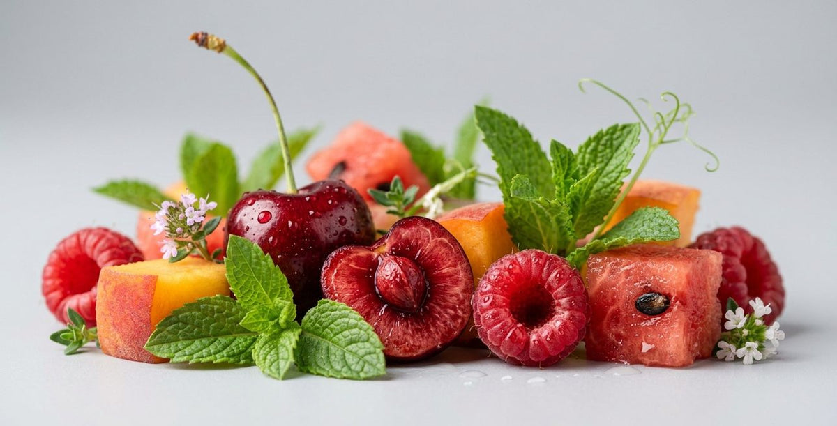 Natuerliche Aromen — frische Fruechte und Botanicals