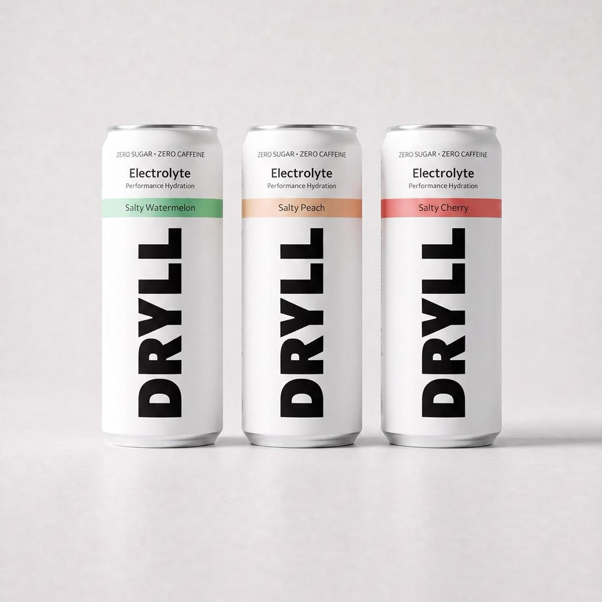 DRYLL Elektrolyt Dosen: Salty Watermelon, Peach, Cherry